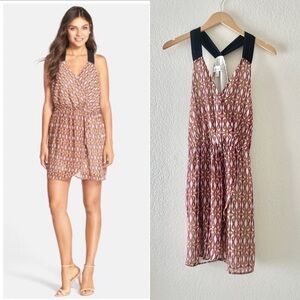 Adelyn Rae Print Faux Wrap Mini Dress